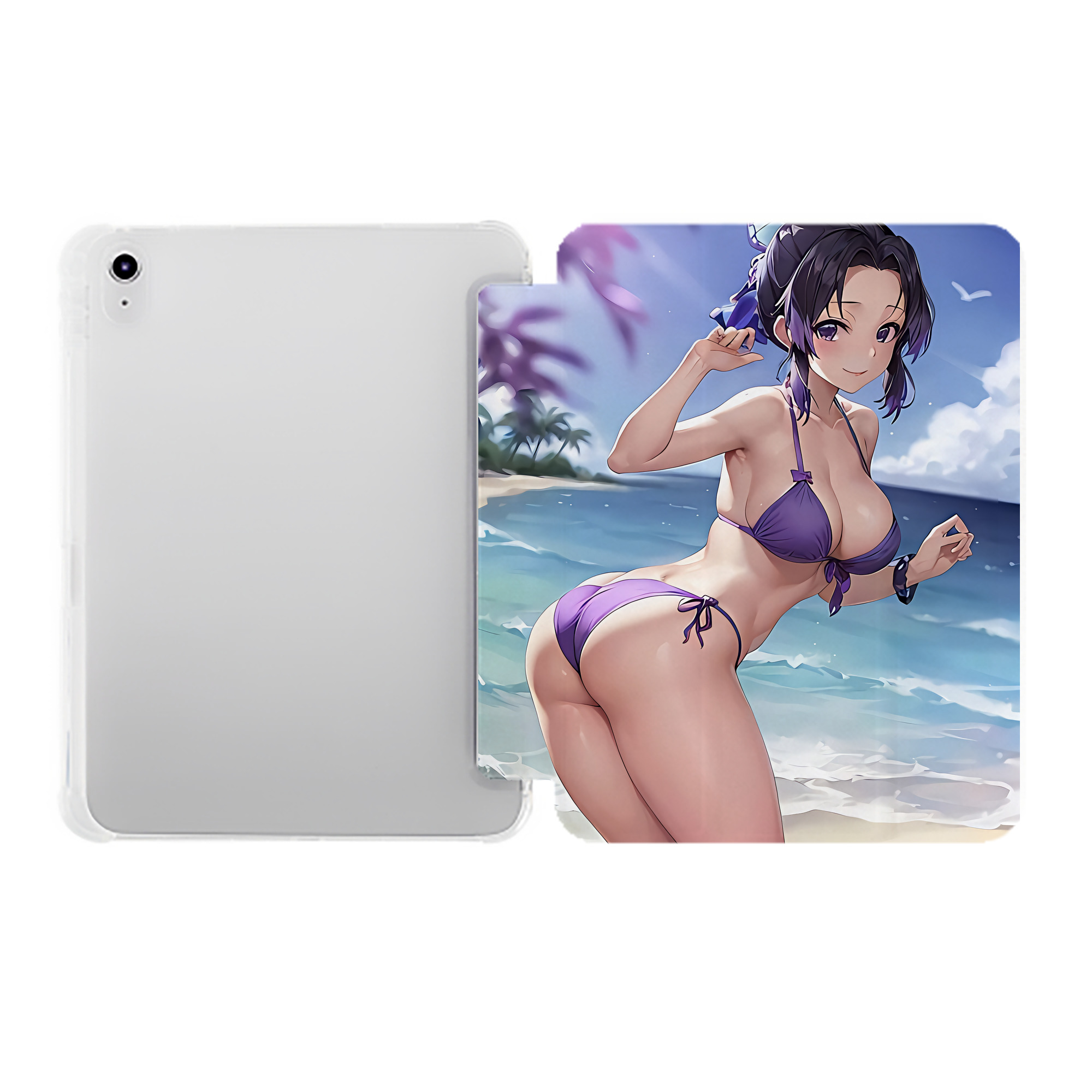 （画像用） 鬼滅の刃（きめつのやいば）蟲柱-胡蝶 しのぶ／こちょう しのぶ Kochou Shinobu IPad ケース ペン収納付き 三つ折りスタンド PUレザー×シリコン 対応機種9.5/10.5/10.9インチ